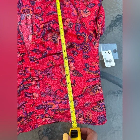 Free People Top Blouse I Got You Crop Floral Printed V Neck Smocked Size M - Picture 8 of 10